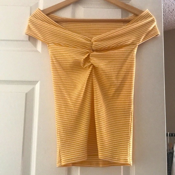 Reformation Sunrise stop in Striped Rochelle Off Shoulder Small - Picture 3 of 5